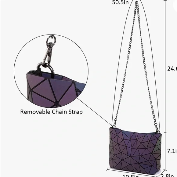 🔥 Geometric Luminous Purses Handbags Holographic Reflective Crossbody Bag - Picture 5 of 5